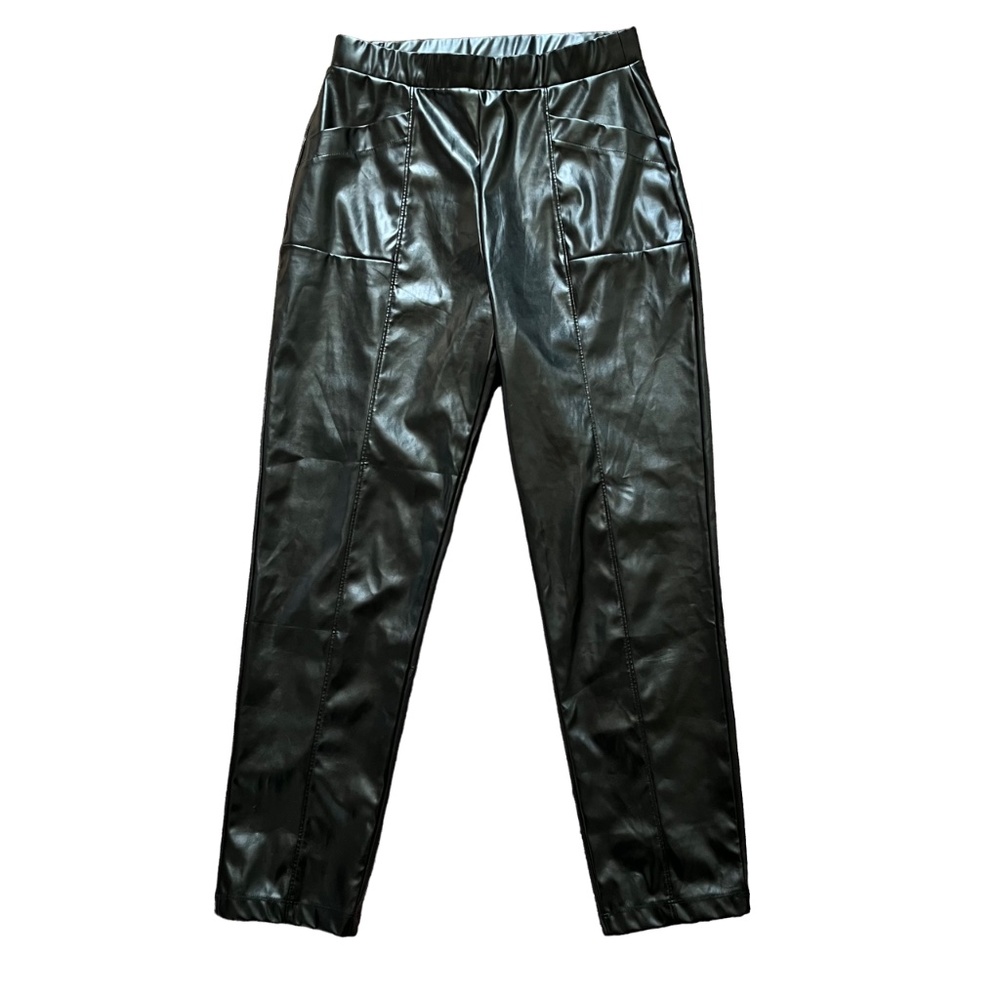 H by Halston Vegan / Faux Leather Black Pants, Size Small